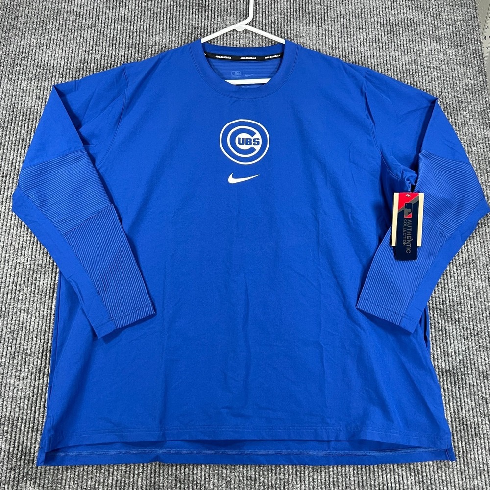Chicago Cubs Pullover Jacket Windbreaker Mens Large Blue Long Sleeve MLB New
